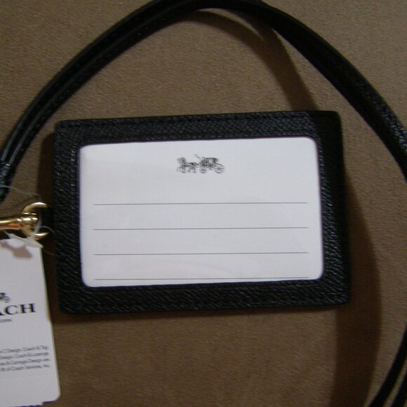 Coach Crossgrain Leather ID Lanyard (Black) - Picture 2 of 3